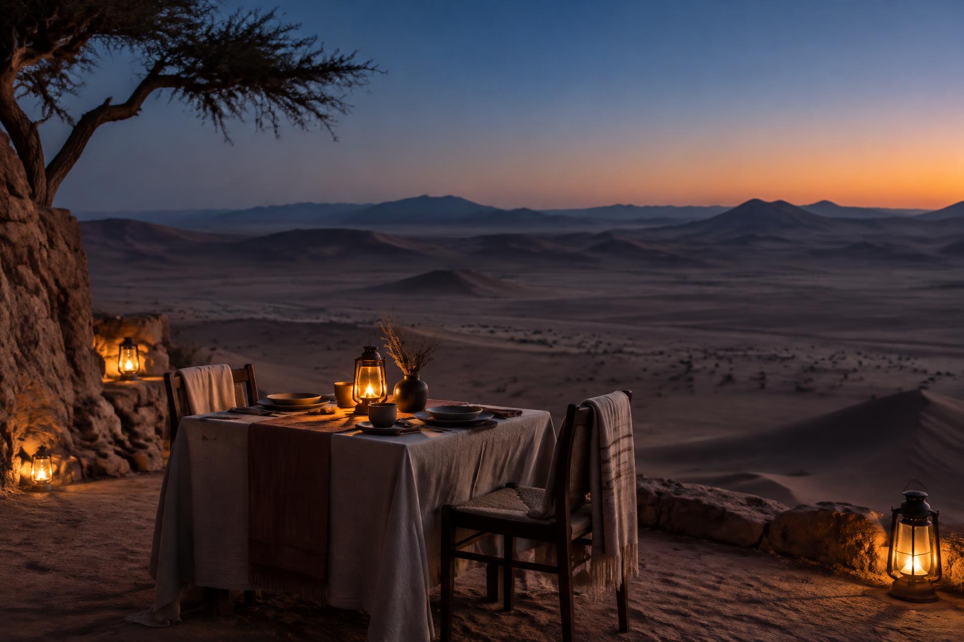 An intimate dinner overlooking the Namib desert